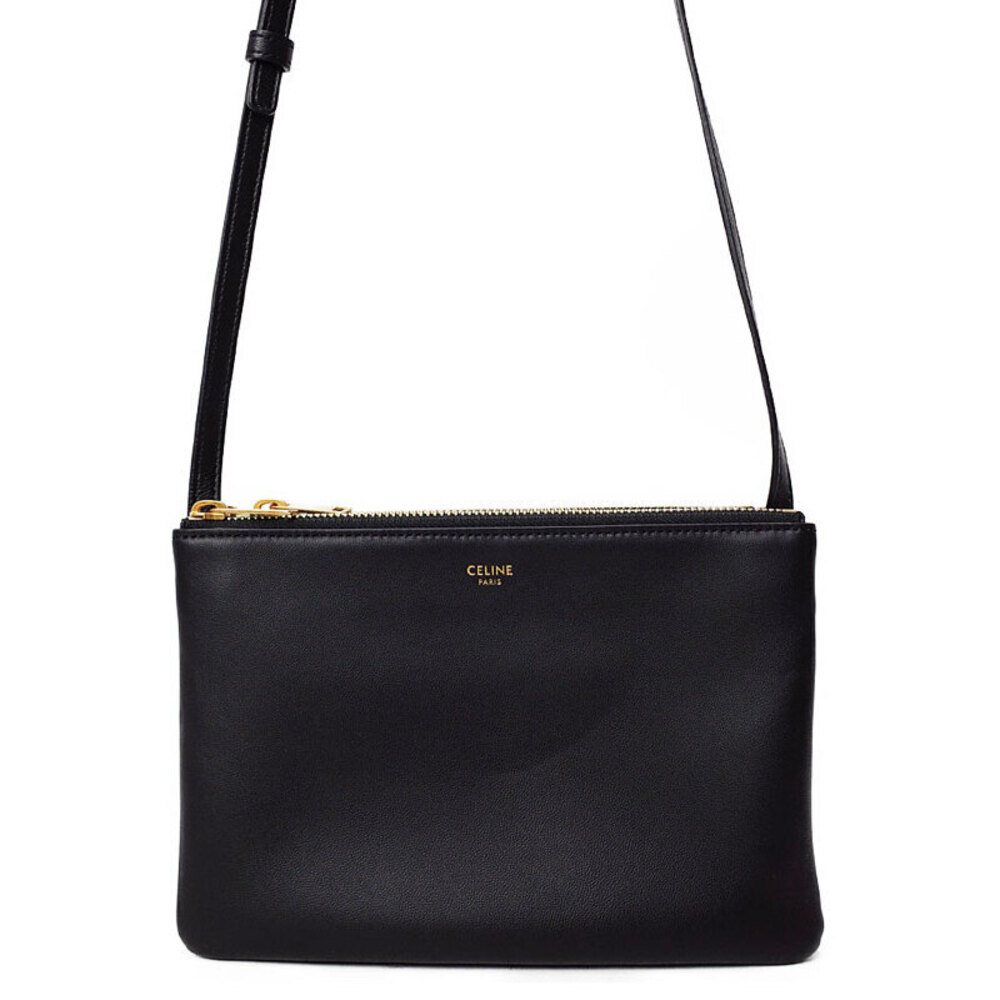 Celine Trio Leather Crossbody Bag Black
